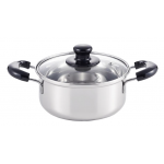 Yoshikawa 吉川 SJ2184-YSK0006 COOK LOOK II系列 20cm 不鏽鋼雙耳煲 (連玻璃蓋)